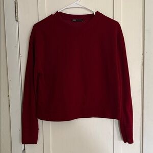 Zara Women's red loose fit long sleeve top, small